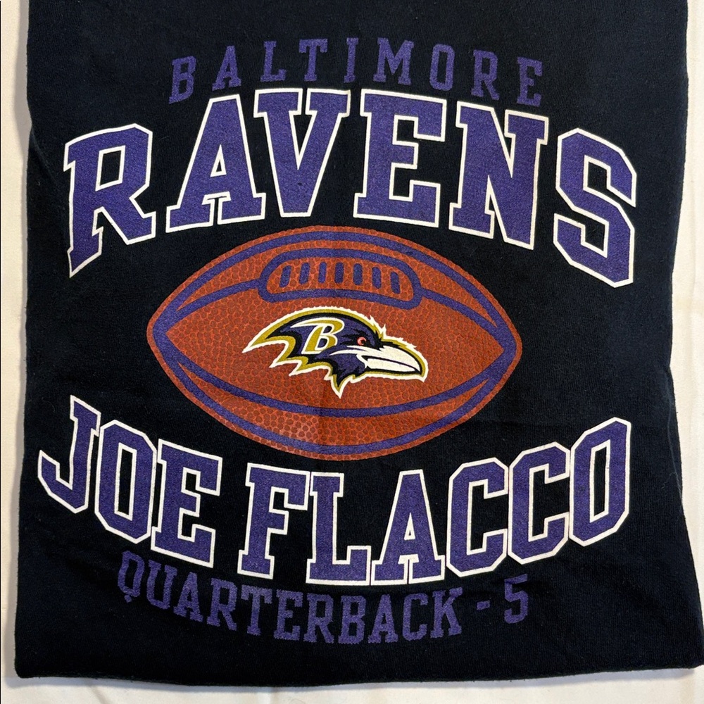 Black Joe Flacco Quarterback QB #5 Baltimore Ravens Football Fan Graphic Tee